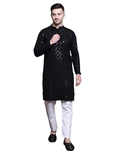 Image of Lucknow Chikan Men's White Pure Cotton Kurta Pajama Set, Full Booty
