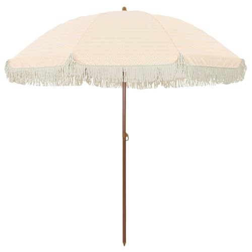 Parasol de plage inclinable jaune et blanc 205x205cm en polyester