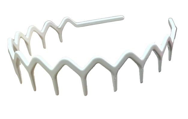 Zig Zag Headbands Hair Band Men Headband Metal Hair Bands Fashion Headbands With Teeth - Wavy Hair Bands for Womens Girls Men Hair Accessory Sports Hairband Unisex Head Band Hair Hoop (Medium, White) (B0D1KB6QS3) Amazon Price History, Amazon Price Tracker