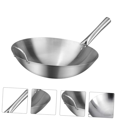 Wok redondo con mango y fondo redondo de acero inoxidable miniatura 6