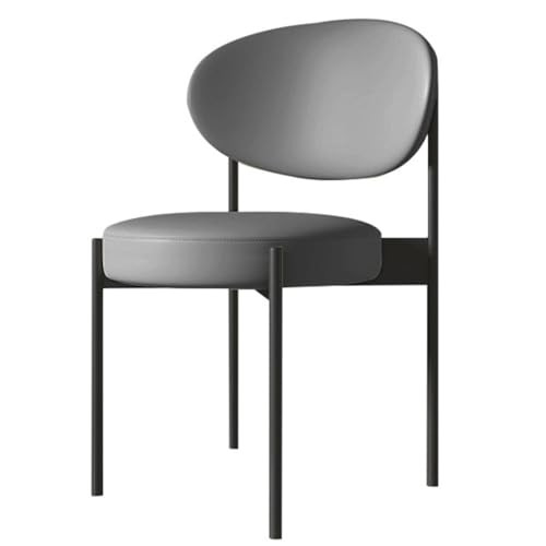 Silla De Comedor Minimalista con Asiento Cuero Microfibra Y Patas Metal, Silla Decorativa Sin Brazos For Cocina, Sala Estar Tocador(Gray)