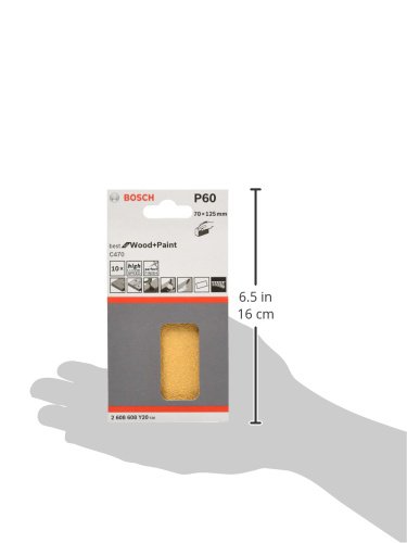 Image of Bosch Professional Hand Sanding Sheet Best For Wood & Paint, Grit Size 60, L X W : 5''125 Mm X 70 mm, Pack of 10