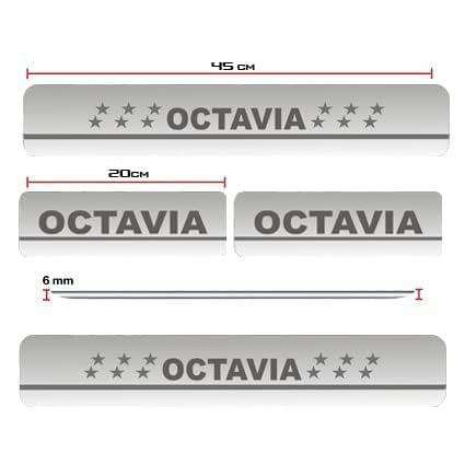 Image of AC Door Sill /Foot Step Stainless Steel Scuff Plate Plates Compatible with Skoda Octavia (Set of 4 Pcs)