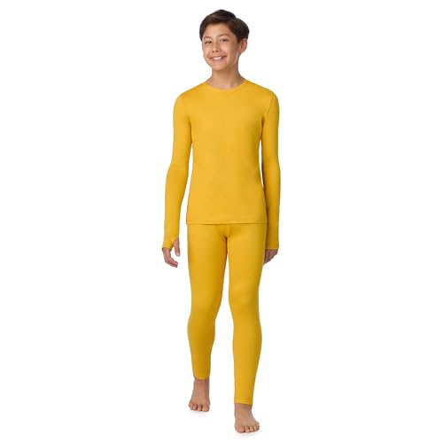 Image of Cuddl Duds Lightweight 2 Piece Active Base Layer Matching Sets for Boys | Kids Everyday Activewear, Long Sleeve Top & Leggings, Back to School & Gym Clothes, Breathable Moisture Wicking Lounge Set