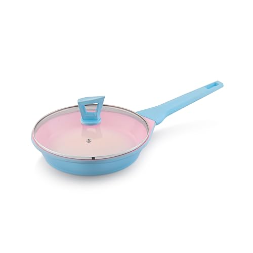 Image of The Chef Story Bloomora Quantaseal Ceramic Coated Fry Pan with Lid | 24cm-1.6 Litre | PFOA & PTFE Free| TUV Rheinland & BIS Certified | Non-Stick | Gas & Induction Compatible | 5 Year Warranty