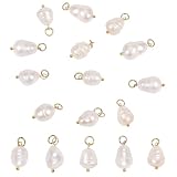 LEGENTLISUR 12Pcs Pearl Charms for Jewelry Making Rice Shell Pendants Baroque White Natural Pearl Beads Irregular Cute Charms Bulk for Necklaces Bracelets Eaarings Keychains DIY Craft Supplies (Gold)