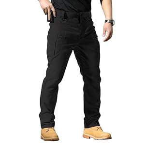 Men’s Stretch Tactical Pants,Water Resistant Ripstop Cargo Pants,Lightweight Outdoor Work Hiking Pants with Pockets(No Belt)