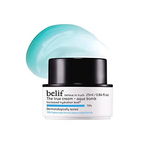 Image of belif believe in truth The True Cream Aqua Bomb, Hydrating Moisturizer For Face | Ultra-Lightweight, Gel-Cream | For Normal, Combination, And Oily Skin Types | Korean Skin Care Products | (25 Ml)