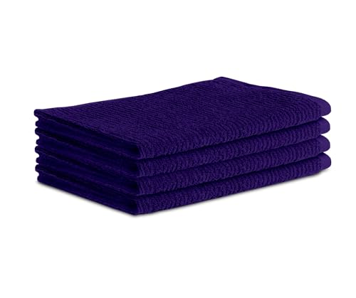 Batex 100% Cotton Terry Royal Fingertip Towel Set of 4, 11x18 Inches, Bathroom Towels with Hemmed Ends