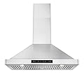 30 inch Wall Mount Range Hood 800CFM, with DC Motor, Stainless Steel Vent Hood with 6 Speeds Exhaust Fan, Convertible to Ducted and Ductless, with stainless steel filters