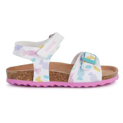 Geox Sandalia B Chalki para niña, blanco/multicolor/rojo, 21 EU