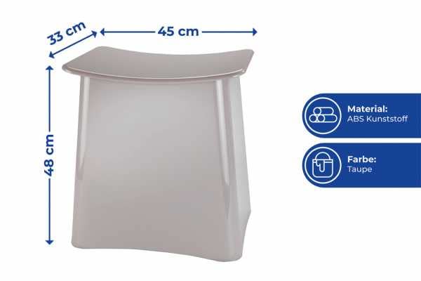 WENKO Maximex Wing Badhocker und Wäschekorb, Hocker mit Deckel und herausnehmbarem Wäschesack, Kunststoff, Fassungsvermögen 33 L, 45 x 48 x 33 cm, Taupe