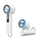 ハンディファン 携帯扇風機 大風量 【2025新型・瞬間冷却プレート】 Type-C急速充電 3000mAh大容量 100段階風力調節 LEDディスプレイ 10時間連続稼働 ハンディ扇風機 折り畳み式 1台多役 (手持ち 首掛け 卓上) カラビナ＆ストラップ付き 小型 静音 熱中症対策 (ホワイト)