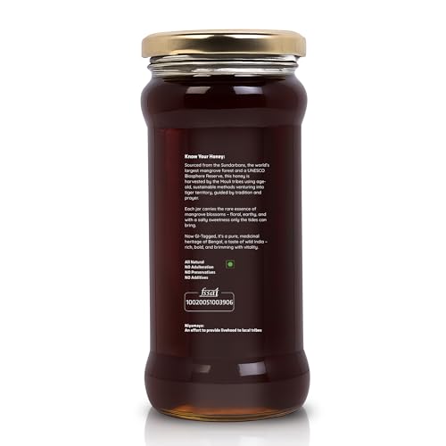 Image of NIYAMAYA Sundarban Mangorve Honey | Gi Tagged Wildforest- 500gm 100% Pure, Raw & Unprocessed | No Sugar Adulteration - LAB TESTED Honey from Mangrove Forest of Sundarbans- Untocuhed, Unheated