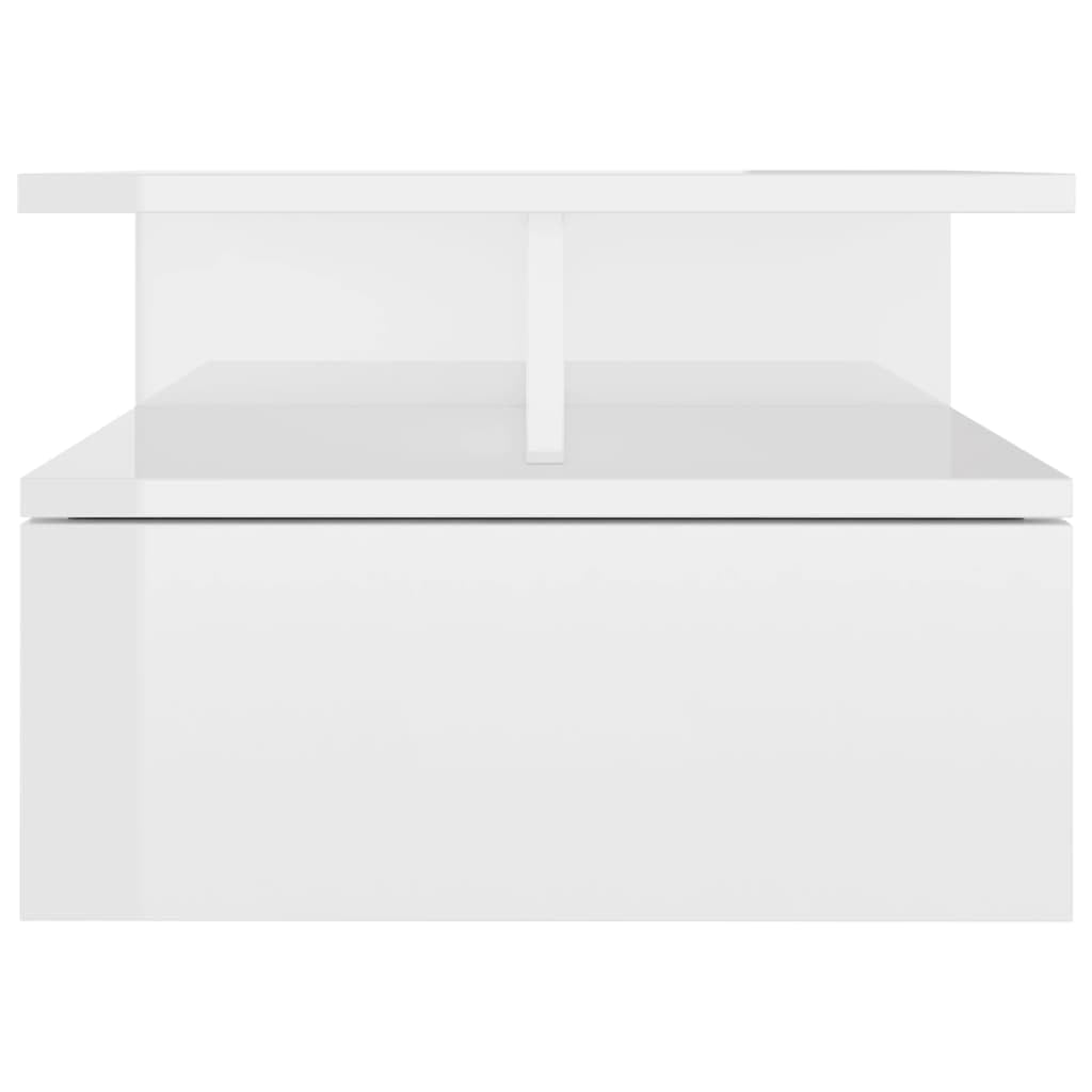 vidaXL 2X Comodini Pensili con Cassetto e Scomparti Aperti Compatti Eleganti Moderni Armadietti Sospesi Comò Bianco Lucido 40x31x27 cm in Truciolato