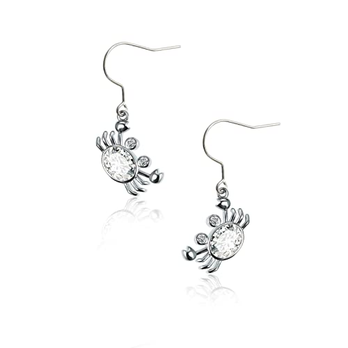Pure Titanium Earring Hook For Sensitive Ear Fashion Jewelry White Gold Plated Copper Cute Crab Cubic Zirconia Dangle White Oval Cz Drop Earrings For Women Girls #TOP22