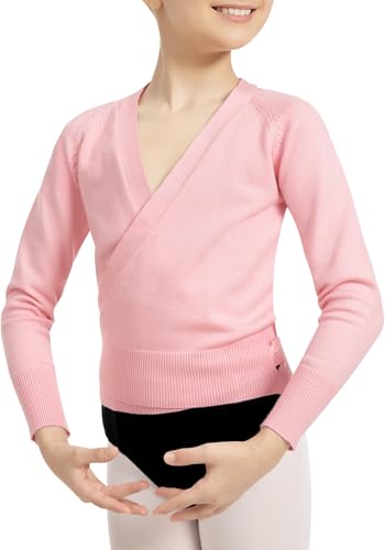 MOLLDAN Girls Wrap Top for Dance Ballet Long Sleeve Warm Up Sweater for Leotards(826-08-3XL)