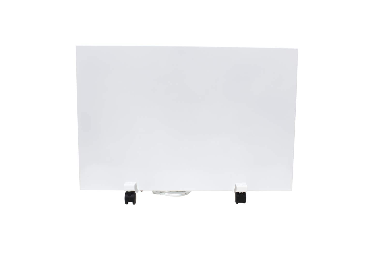 XIMAX Grzejnik elektryczny na podczerwień, z rolkami i termostatem pokojowym, mobilne ogrzewanie postojowe, 500 W, 500 x 750 mm, 230 V (50 Hz), biały, do pomieszczeń do 10 m²