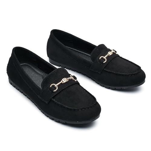 Image of BGSTGUDS Women's Wide Loafers Shoes Cute Dressy Shoes Ladies Comfort Slip Ons Work Shoes