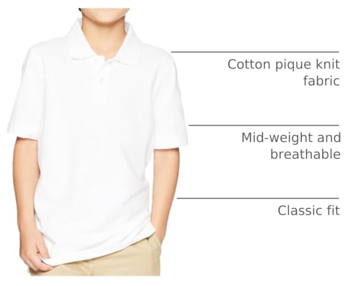 Image of Amazon Essentials Boys and Toddlers' School Uniform Short-Sleeve Pique Polo Shirts, Breathable Cotton, Button Closure