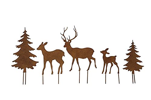 LB H&F 5er Set ROSTSTECKER Hirsch/REH/Bäume Familie Herbstdeko Gartendeko Deko Dekoration Dekofigur Herbst Winter Metall Rost (Hirsch Set) LB H&F 5er Set ROSTSTECKER Hirsch/REH/Bäume Familie Herbstdeko Gartendeko Deko Dekoration Dekofigur Herbst Winter Metall Rost (Hirsch Set)