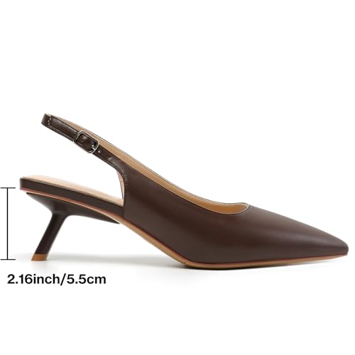 Image of Mostrin Kitten Heels for Women Pointed Toe Pumps Patent Leather Low Heel Slingback Heels with Buckle Dress Shoes for Dating Party Working