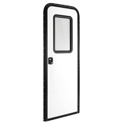 RecPro RV Rounded Entry Door with Screen & Lock | Tempered Glass | Rubber Seals (26" x 72")