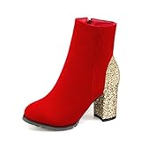 CSRZPMG Women's Fashion Rhinestone Ankle Boots Casual Chunky Heel Side Zipper Sparkly Booties Glitter Wedding Fall Winter Boots for Ladies