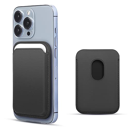 WALLFID Leder Wallet mit MagSafe,Kompatibel mit iPhone 12/13 Mini/Pro/Max,RFID-Kartenhalter mit MagSafe Magnet (Schwarz)
