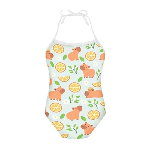 Image of Girls One Piece Swimsuit Beach Bathing Suit Toddler Floral Halter Straps Swimwear for 1-10 Years
