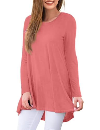 AWULIFFAN Women's Casual Round Neck Long Sleeve Loose Tunic T-Shirt Blouse Tops2