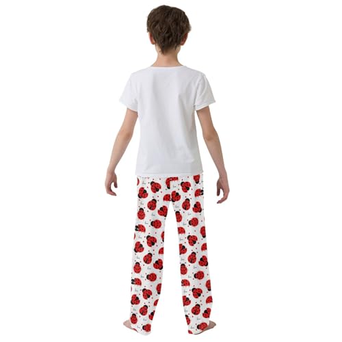 Ladybug with Love Boys Long Pants Soft Trousers Elastic Waist Kids Lounge Bottoms with Pockets S-XL3