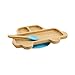BIOZOYG Set con Piatto di bambù Macchinina I Piatto con Base a Ventosa e Cucchiaio - Certificato FSC I Set con Ciotola in Legno di bambù per Bambini da merenda I Stoviglie di bambù Blu