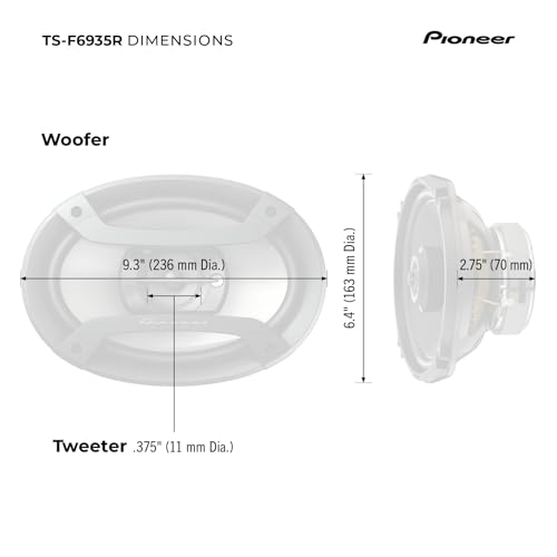 Image of Pioneer TS-F6935R 3-Way Coaxial Car Audio Speakers - 6' x 9' Passive Car Speakers (Pair), 230 W Max Power, Black and Silver