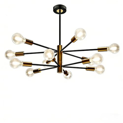 KEILAIMO Modern Chandelier, 12-Light Sputnik Ceiling Light Fixture, Mid Century Height Adjustable...