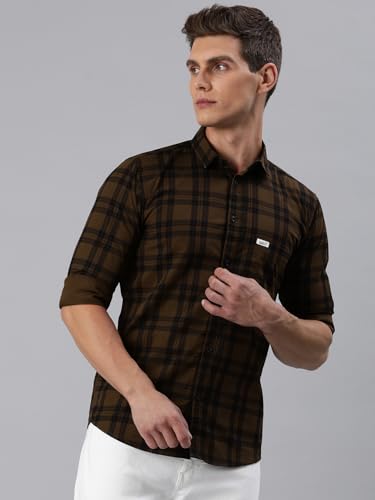 Image of Majestic Man Men Small Checkered Slim Fit Cotton Casual Shirt
