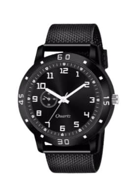 Image of Men's Premium Analog Watch with Roman Number Markers and Stainless Steel Chain Strap