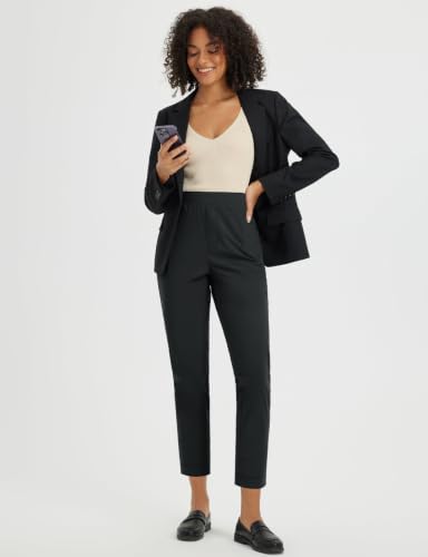 Image of baleaf Womens Pants Petite Travel Stretchy Work with Zip Pockets Slacks