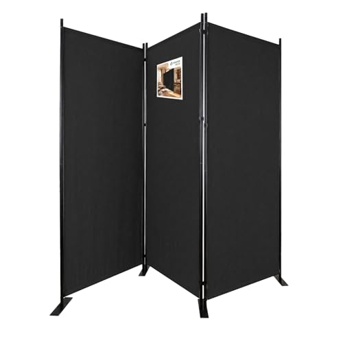 VOUNOT® Biombo Separador Plegable 3 Paneles Separador de Ambientes 262x30x173 cm Pantalla Privacidad Tela Poliéster y Marco Metal Divisor de Habitación para Hogar Oficina Dormitorio Interior Antracita