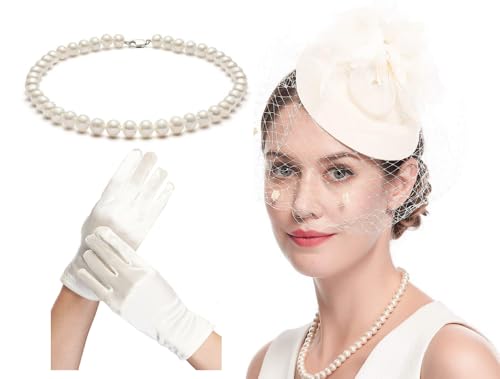 Cizoe Fascinators Hats 20s 50s Hat Pillbox Hat Cocktail Tea Party Headwear with Veil for Girls and Women