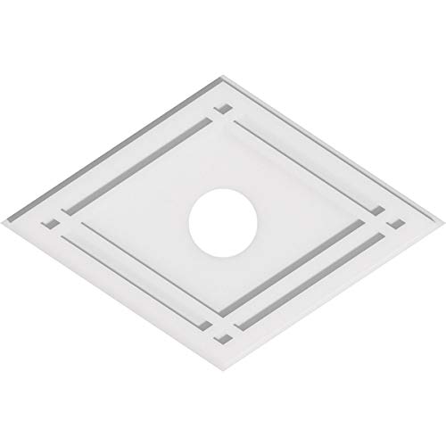 Image of Ekena Millwork CMP26X17DD-04000 Diamond Architectural Grade PVC Contemporary Urethane Ceiling Medallions 26 inchW x 17 3 /8 inchH x 4 inchID x 9 inchC x 1 inchP