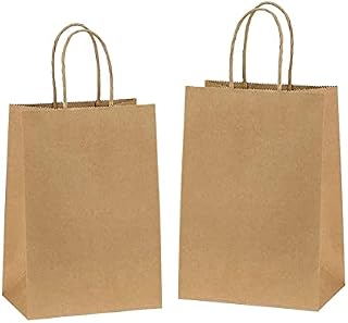 25 Brown Kraft Paper Bags 90GSM With Strong Twisted Handles For Party Gifts, Grocery, Birthday Christmas Wedding Parties, Restaurant & Takeaway (10.25"x14"x4.5" / 26x36x11cm (WxHxD))