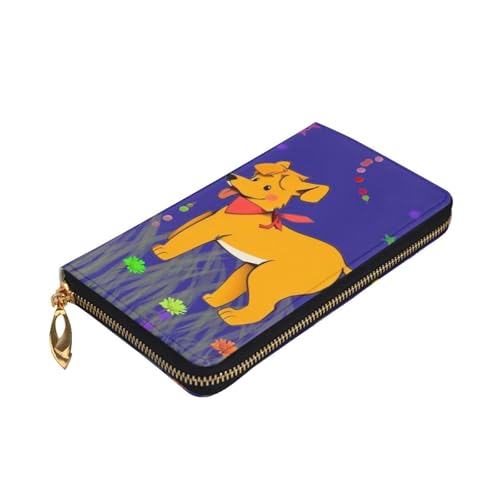 Spitting Tongue Cartoon Dog Picture Leather Long Clutch Wallet for Fashionable Girls and Women - Durable, Stylish, and Functional, Black, One Size3