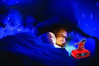 LEXIBOOK, Miraculous Ladybug Cat Noir, Ladybug Nightlight alarm clock, Sounds and Melodies, LCD Backlit screen, Luminous, Snooze, Red, RL800MI