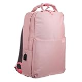 VILLCASE ビジネススルバックパック 充電対応 ノートパソコン収納 多機能可能ショルダー付き 通勤通学用笔记双肩包 ピンク