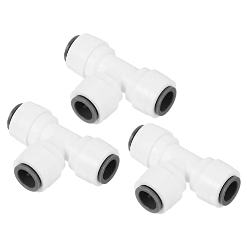 PATIKIL 3/8" Push to Connect Tee Fittings, 5 Pack T Shape Water Line Fitting for RO Water System White