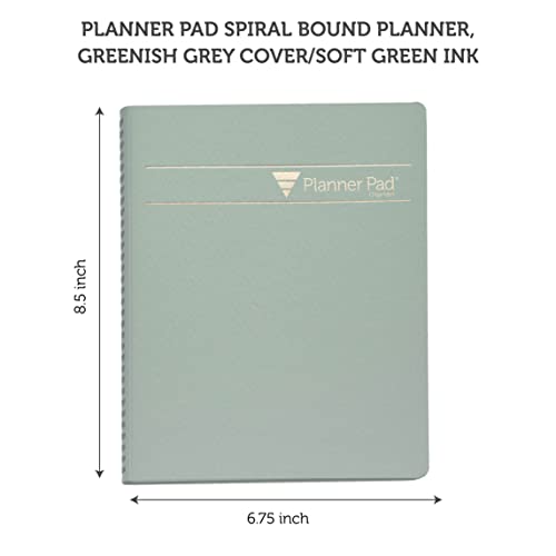 Planner Pad Spiral Bound 3-Tier Funnel Down 12 Month Organizer, Calendar Year (January - December 2023), Greenish Grey Cover/Soft Green Ink, 6 3/4" X 8 1/2" #TOP5