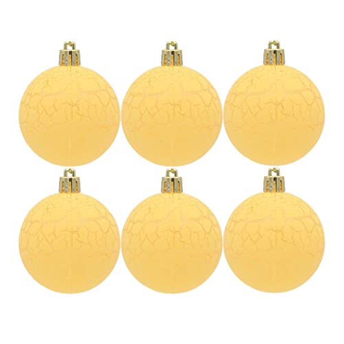 Wharick 6 x 6 cm Weihnachtskugeln, Ornamente, Rissstruktur, einfach aufzuhängen, helle Kunststoffkugeln, Anhänger, Dekoration, Zubehör, Gelb Cover