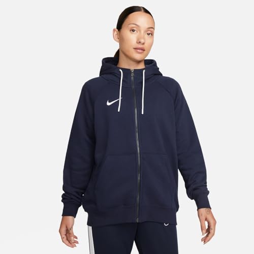 Nike Damen Nk Flc Park20 Fz hættetrøje Hoodie Und Rei verschluss Sweatshirt, Obsidian/Weiß/Weiß, XL EU