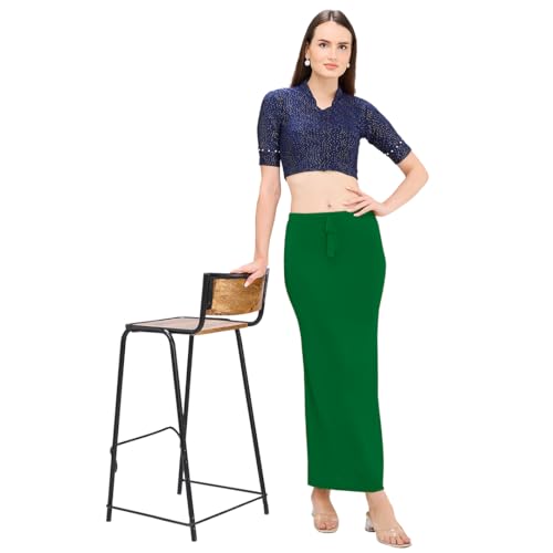 Image of DESI GIRL Satin Shimmer Stretchable Saree Shapewear Petticoat with Drawstring for Women | Mermaid fit Saree Petticoat with Side Slit for Easy Movement | Saree Shaper | Long inskirt